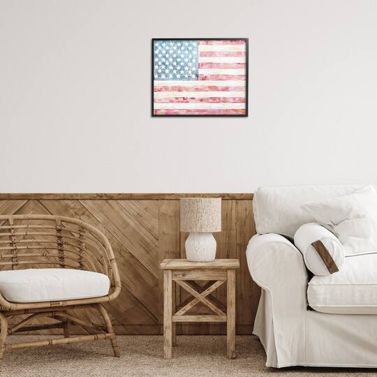 Stupell Industries Patriotic Brushed Flag Framed Giclee Art